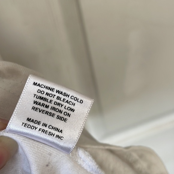 Teddy Fresh merch white crew neck teddy t shirt short sleeve sz S cotton stained - Picture 13 of 16